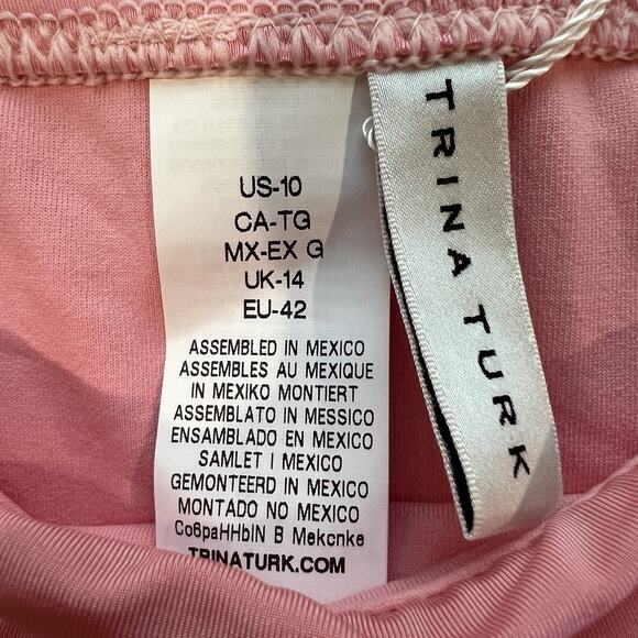 Trina Turk Monaco Ruffle Bandeau Two Piece Swimsuit Size 10 Pink New With Tags - Picture 3 of 6